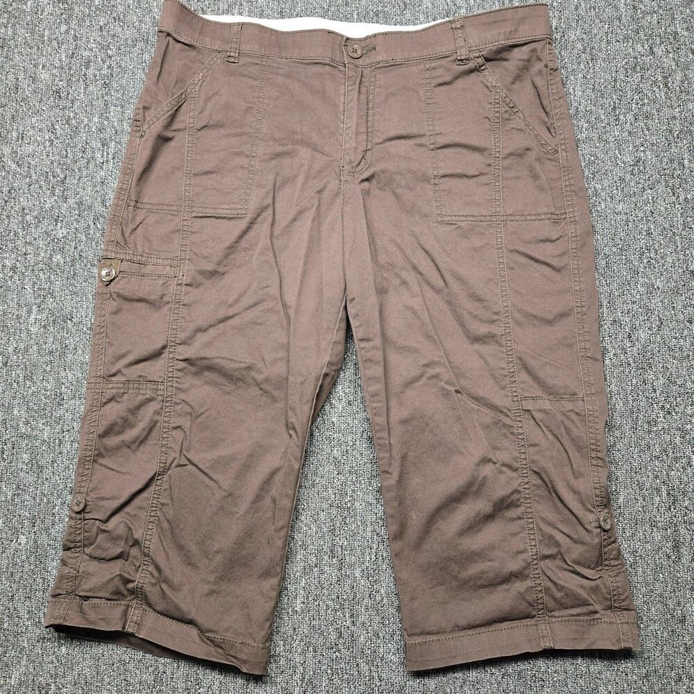Lee Sinfully Soft Cropped Pants Women’s 16P Brown Roll‑Tab Leg Stretch Petite